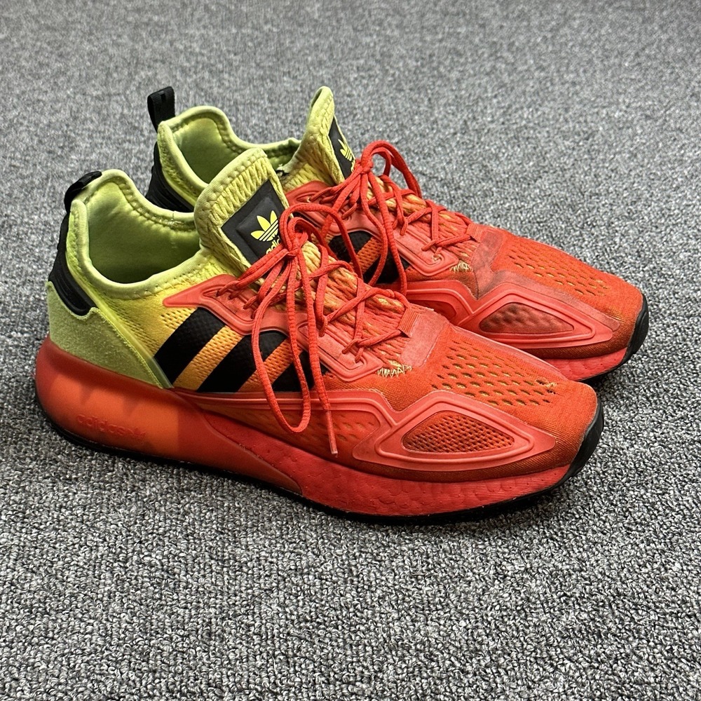 Adidas ZX 2K Boost Sneakers Mens Sz 8.5 Flux Solar Yellow/Hi-Res Red Shoes.